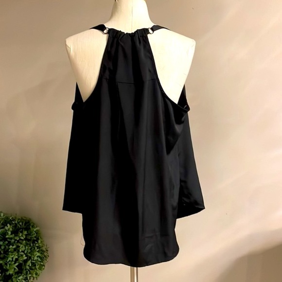 LYS halter zip up embellishment neckline top / blouse black adjustable straps 1X - Picture 5 of 11